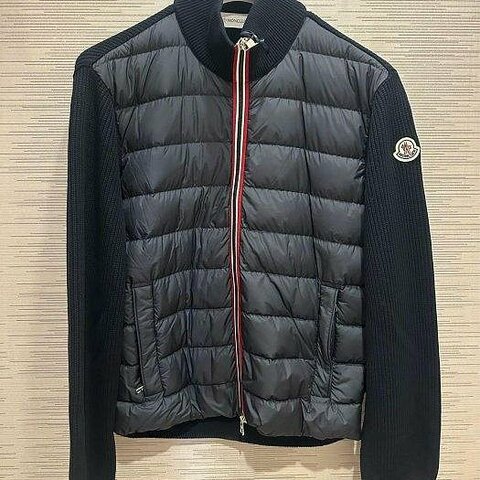 💎Han's house精品服飾💎moncler 羊毛 拼接 羽絨 外套 深藍 現貨S/L 原價 41800