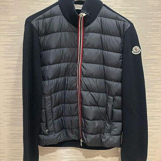 💎Han's house精品服飾💎moncler 羊毛 拼接 羽絨 外套 深藍 現貨S/L 原價 41800-0