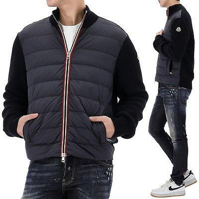 💎Han's house精品服飾💎moncler 羊毛 拼接 羽絨 外套 深藍 現貨S/L 原價 41800-3