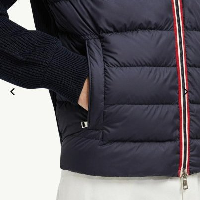 💎Han's house精品服飾💎moncler 羊毛 拼接 羽絨 外套 深藍 現貨S/L 原價 41800-4