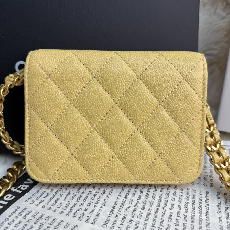 Chanel WOC 小雞黃色金扣 荔枝牛皮 31開-2