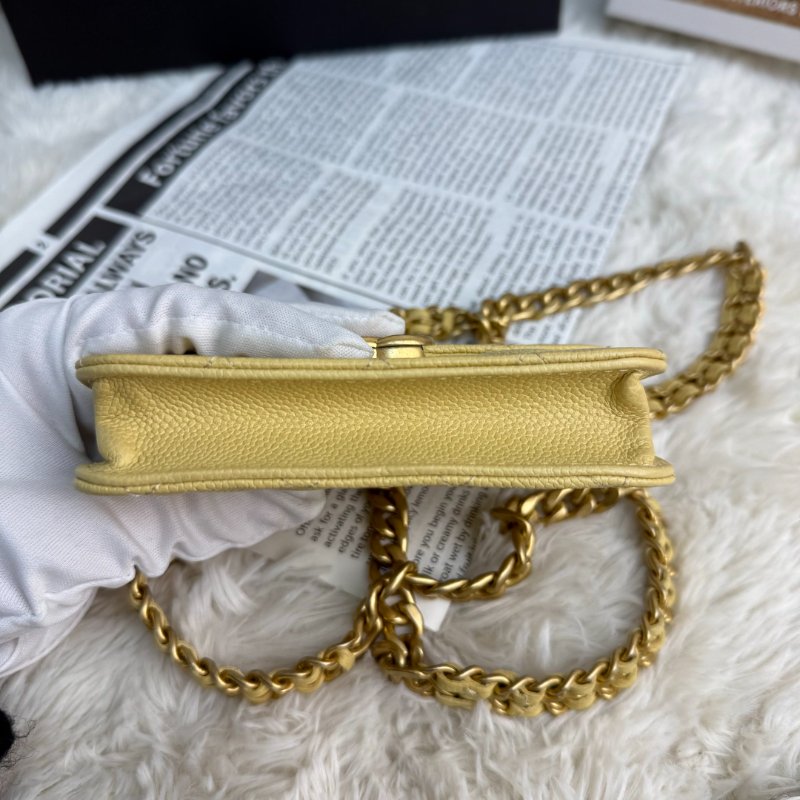 Chanel WOC 小雞黃色金扣 荔枝牛皮 31開-3