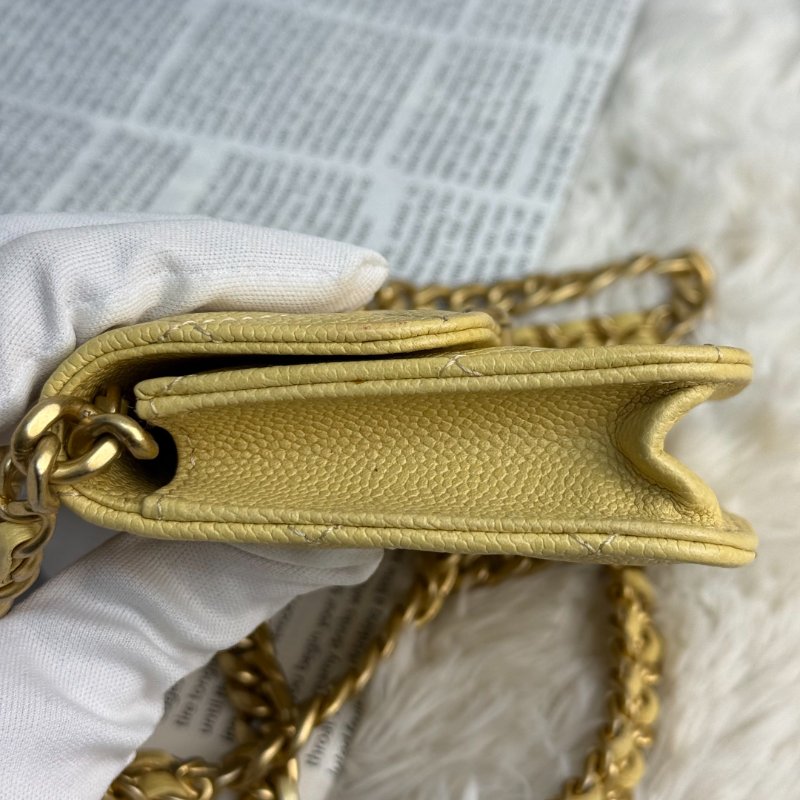 Chanel WOC 小雞黃色金扣 荔枝牛皮 31開-4