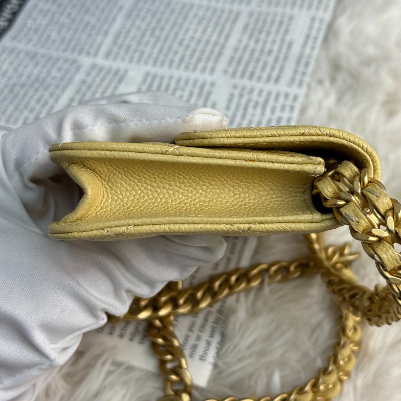 Chanel WOC 小雞黃色金扣 荔枝牛皮 31開-5