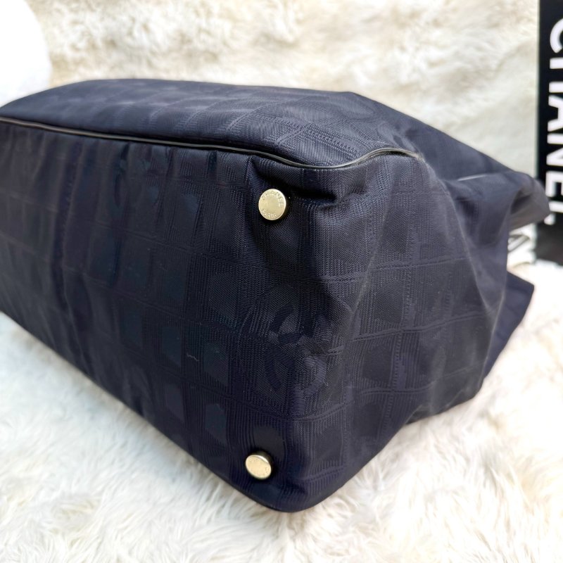 Chanel New Travel Line tote 中古黑色帆布 中號-4