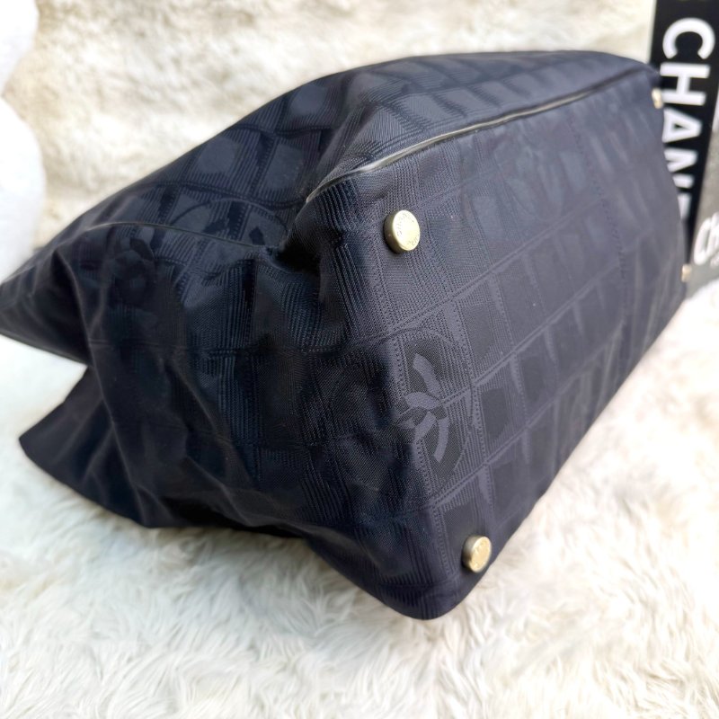Chanel New Travel Line tote 中古黑色帆布 中號-5