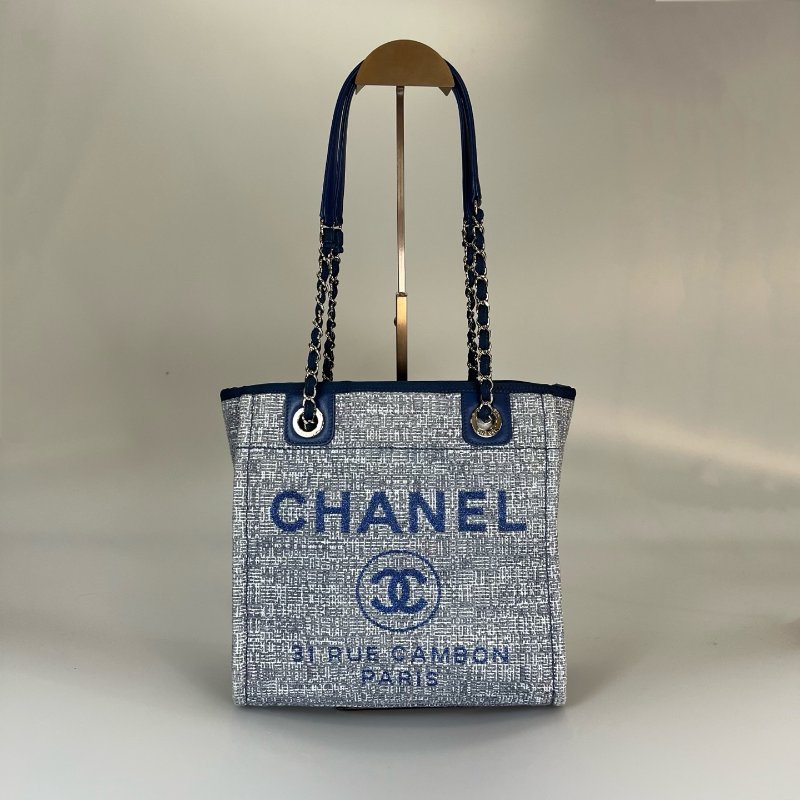CHANEL 藍色編織沙灘包PM-0