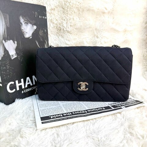 Chanel Classic Flap CF 25 黑色帆布 4開