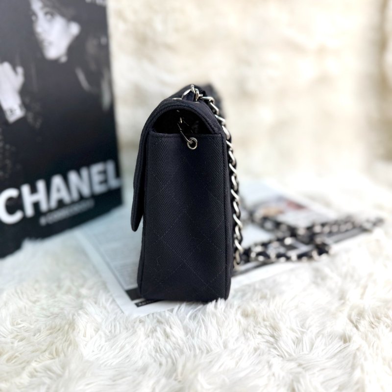 Chanel Classic Flap CF 25 黑色帆布 4開-3