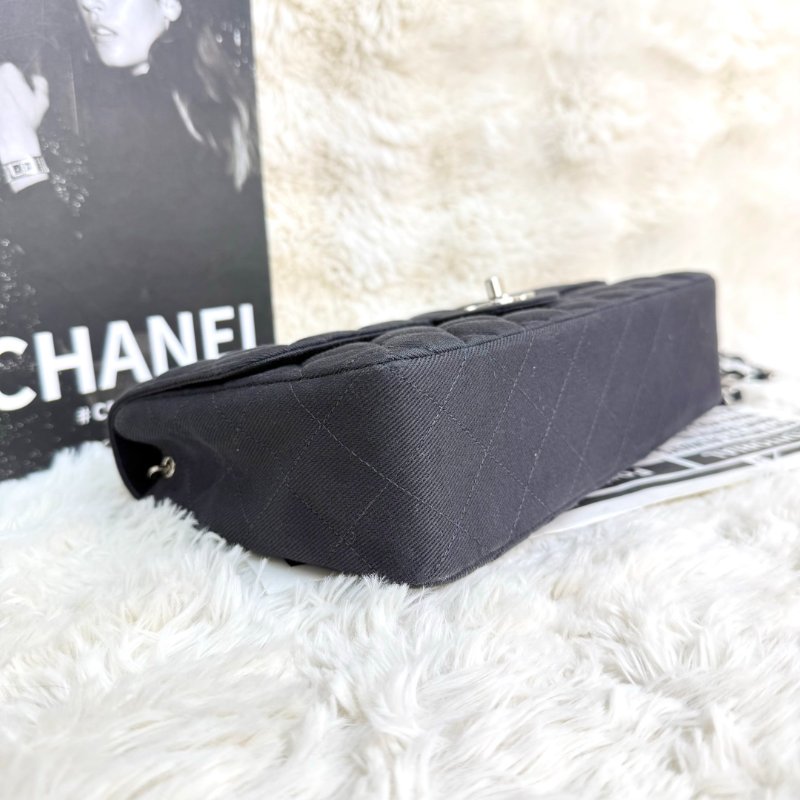 Chanel Classic Flap CF 25 黑色帆布 4開-4