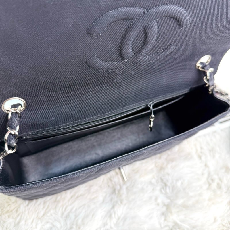 Chanel Classic Flap CF 25 黑色帆布 4開-6