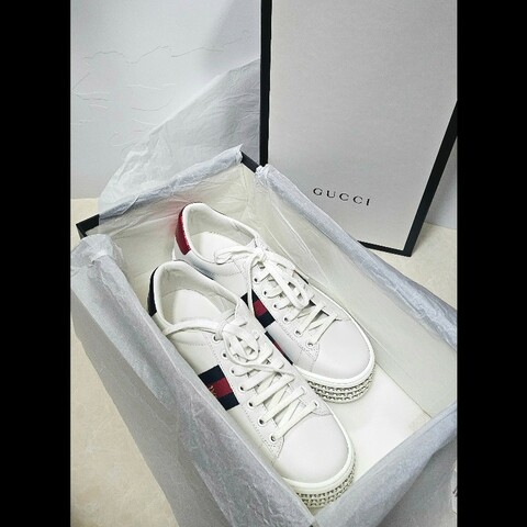 Gucci水鑽厚底休閒鞋 37.5-38.5碼