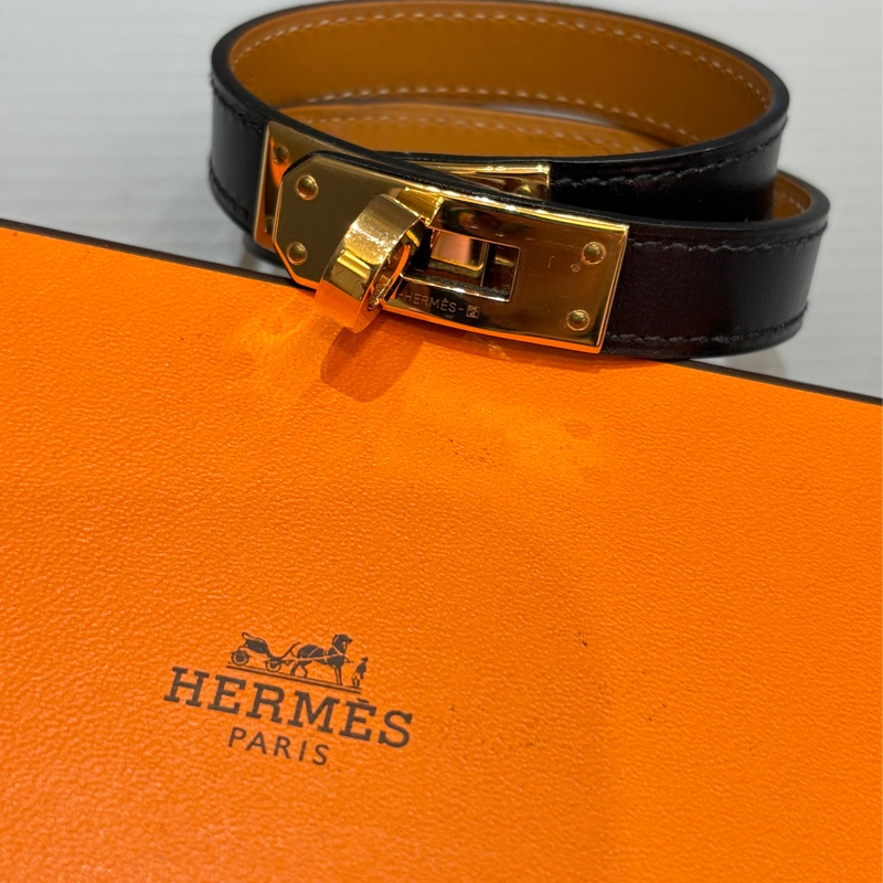 Hermes 黑金雙圈 Kelly 手環-5