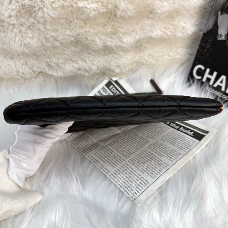 Chanel 手包 黑色 菱格紋 羊皮 大號 金扣-3