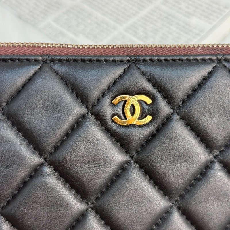 Chanel 手包 黑色 菱格紋 羊皮 大號 金扣-7