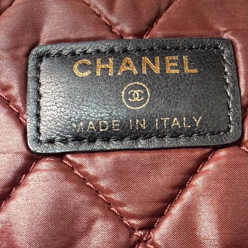 Chanel 手包 黑色 菱格紋 羊皮 大號 金扣-9