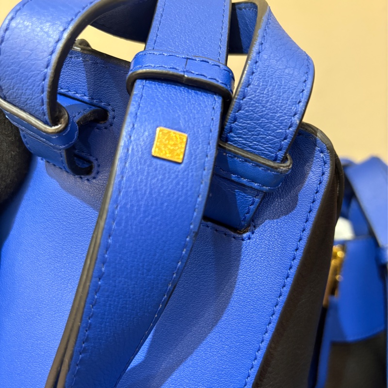 Loewe 基本款 藍黑金釦牛皮 小吊床包-17