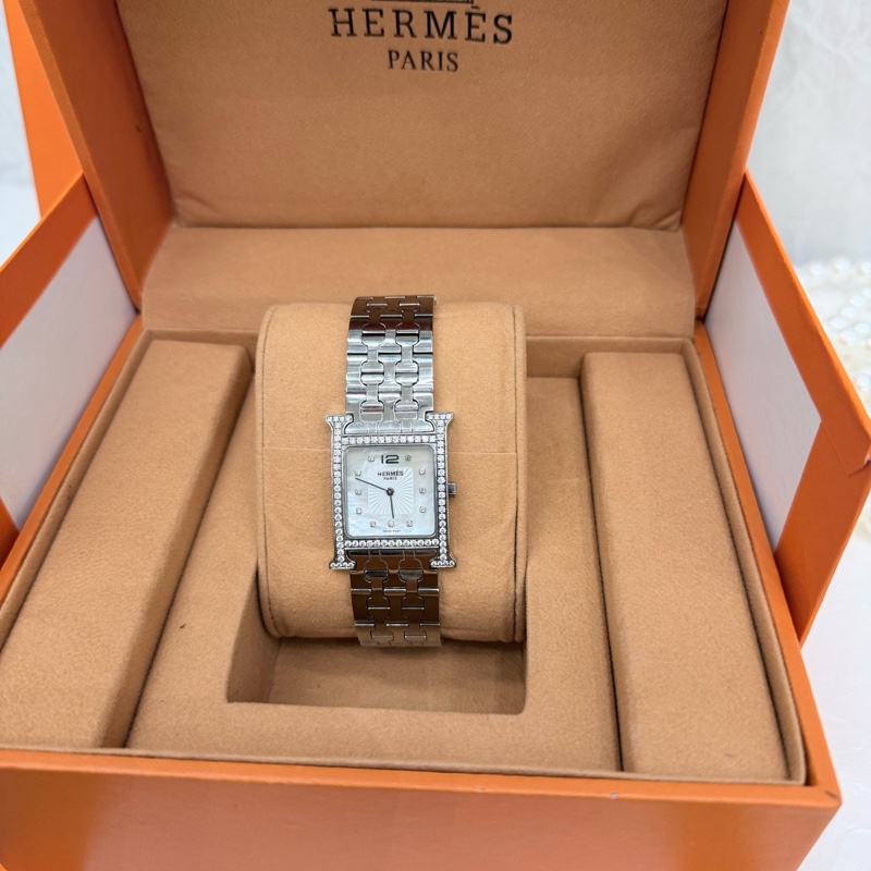 【97新 ✨ 全網最低價！】 Hermes 銀色鑽石手錶 清冷名媛(下單前先詢問庫存❗️❗️）-2