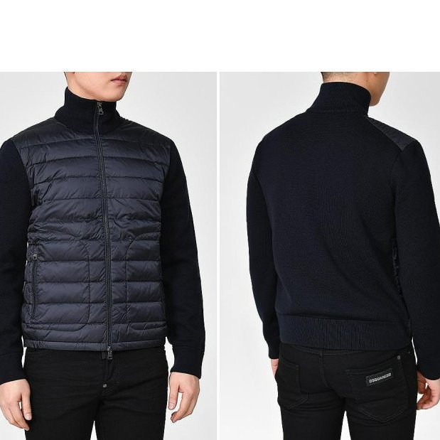 💎Han's house精品服飾💎 moncler 羊毛 拼接 羽絨 外套 黑 現貨 S 原價 36500-9