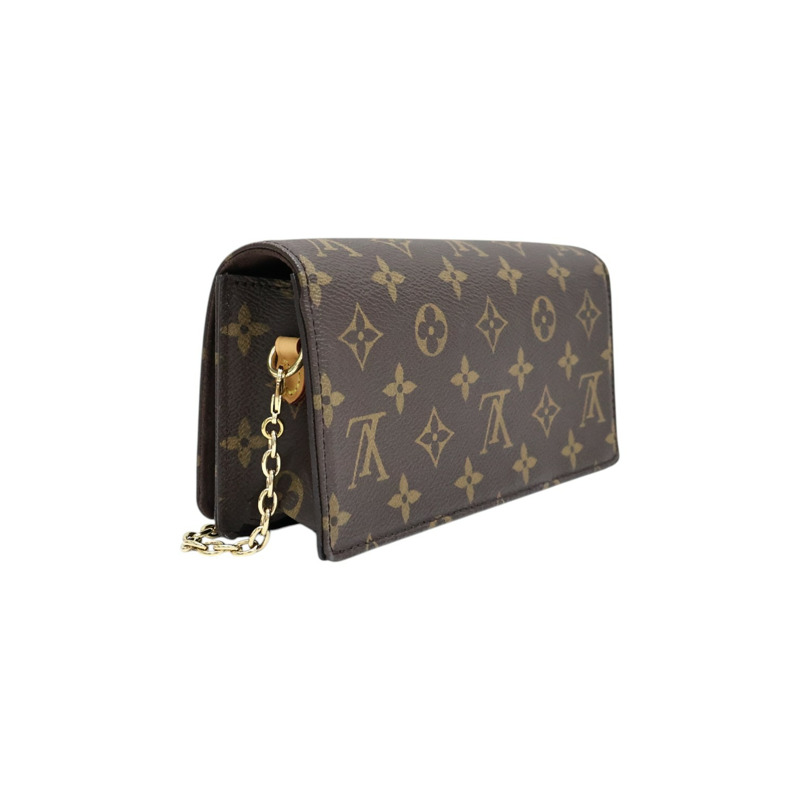 棕色 原花帆布 Wallet On Chain Lily 肩背包【LOUIS VUITTON LV 路易威登】 M82509-1