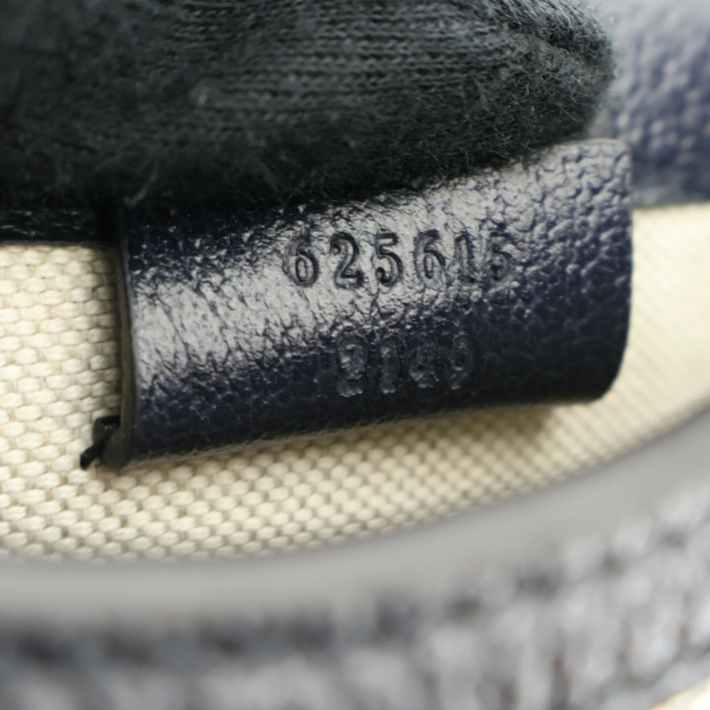 深藍/卡其色 帆布 牛皮 Horsebit Mini 1955 肩背包【GUCCI 古馳】 625615-4