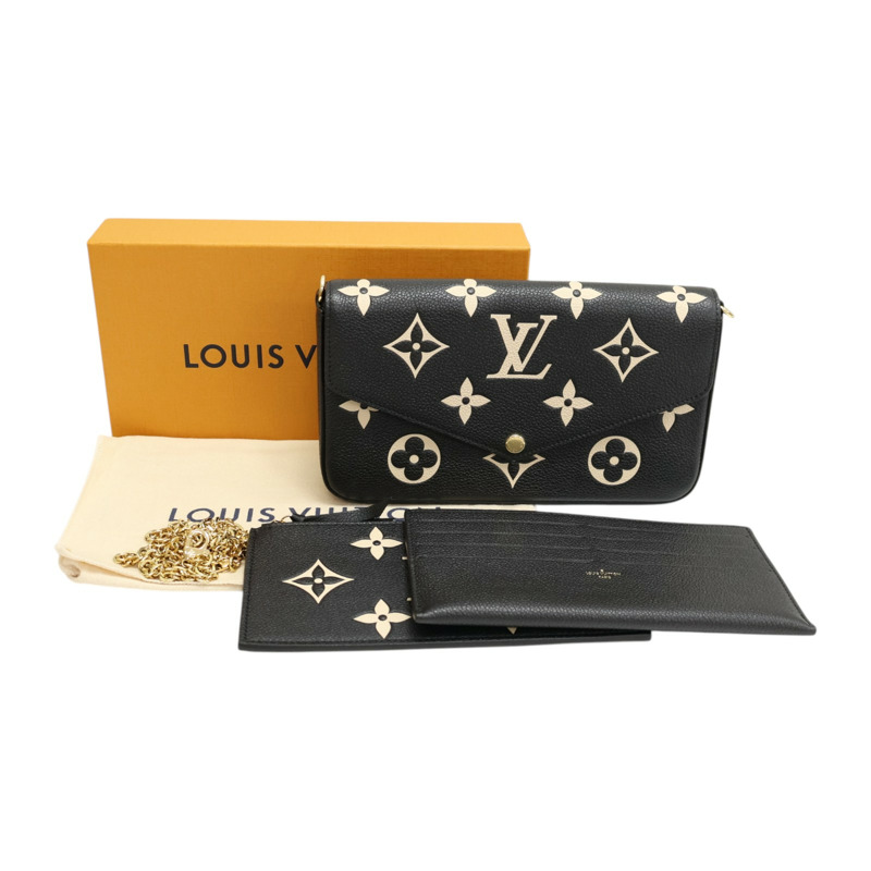 黑色 原花牛皮 Felicie Pochette 肩背包 【LOUIS VUITTON LV 路易威登】 M82479-10