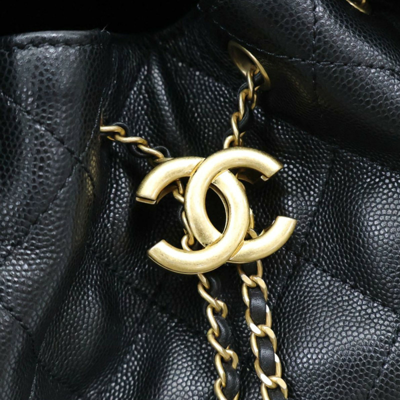 黑色 荔枝紋牛皮 25 中型 鍊帶 肩背包【CHANEL 香奈兒】 AS5311-7