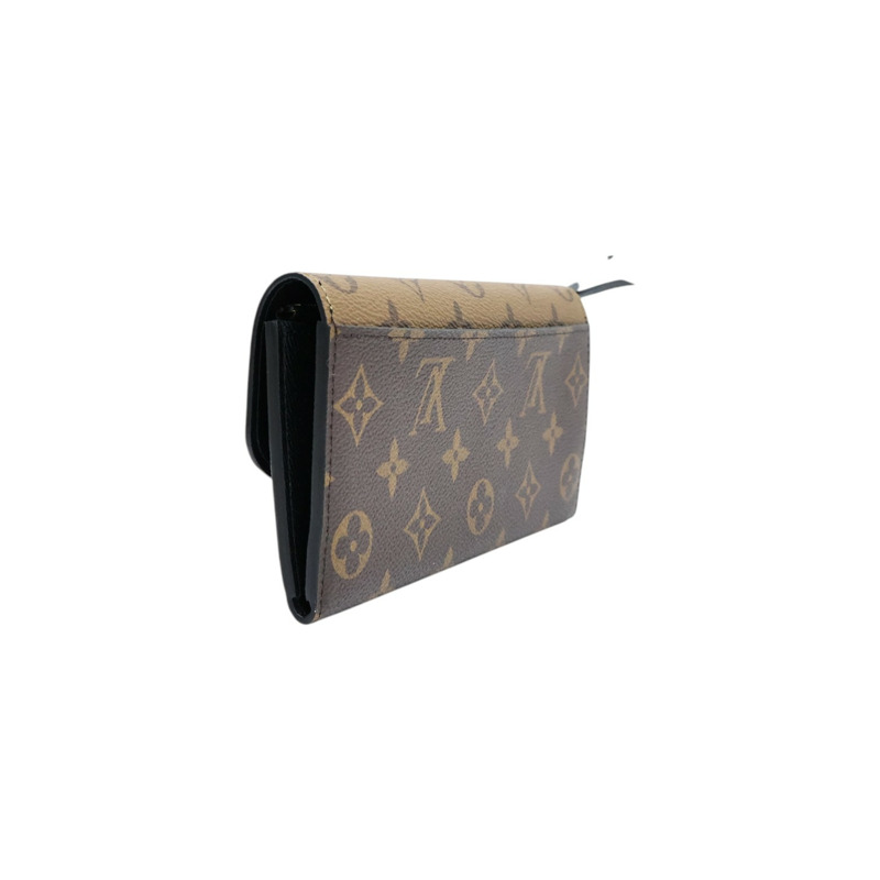 棕色 原花帆布 Emilie 扣式 長夾【LOUIS VUITTON LV 路易威登】 M82157-1