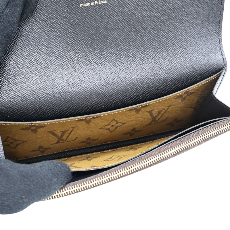 棕色 原花帆布 Emilie 扣式 長夾【LOUIS VUITTON LV 路易威登】 M82157-2