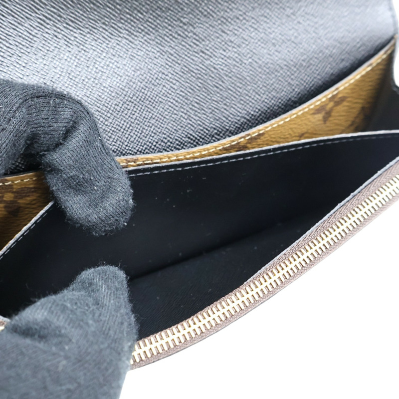 棕色 原花帆布 Emilie 扣式 長夾【LOUIS VUITTON LV 路易威登】 M82157-4
