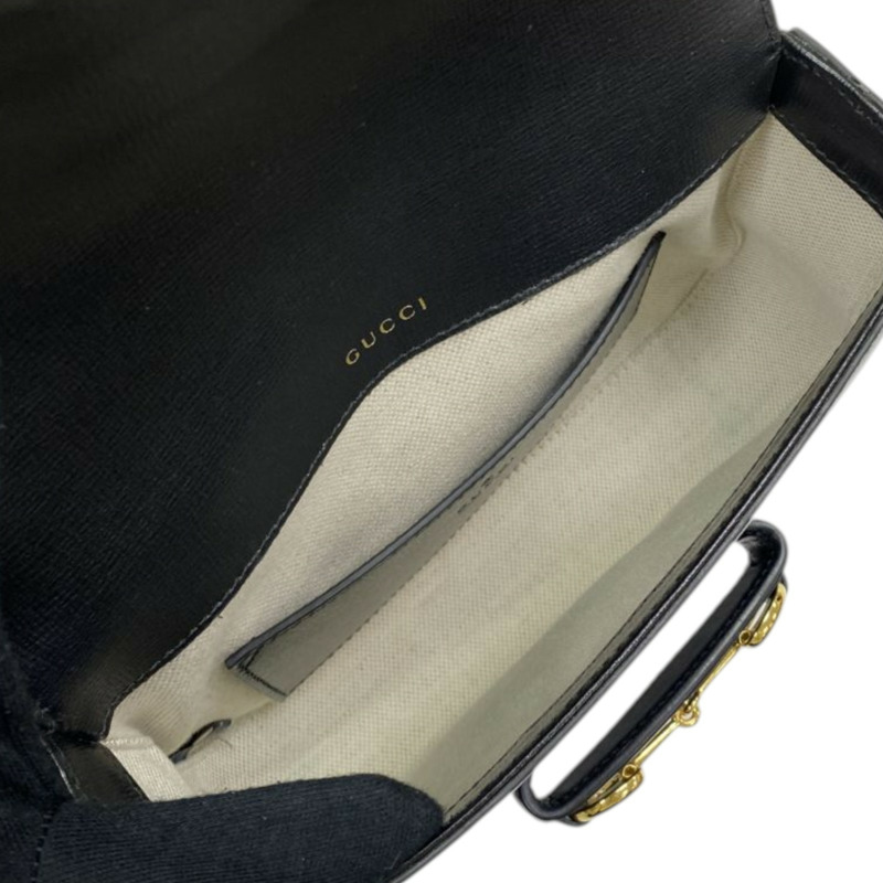 黑色 牛皮 Horsebit 1955 Small 肩背包 缺一條背帶【GUCCI 古馳】 658574-2