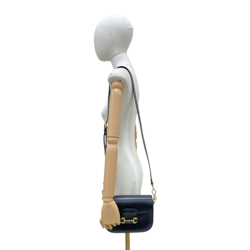 黑色 牛皮 Horsebit 1955 Small 肩背包 缺一條背帶【GUCCI 古馳】 658574-8