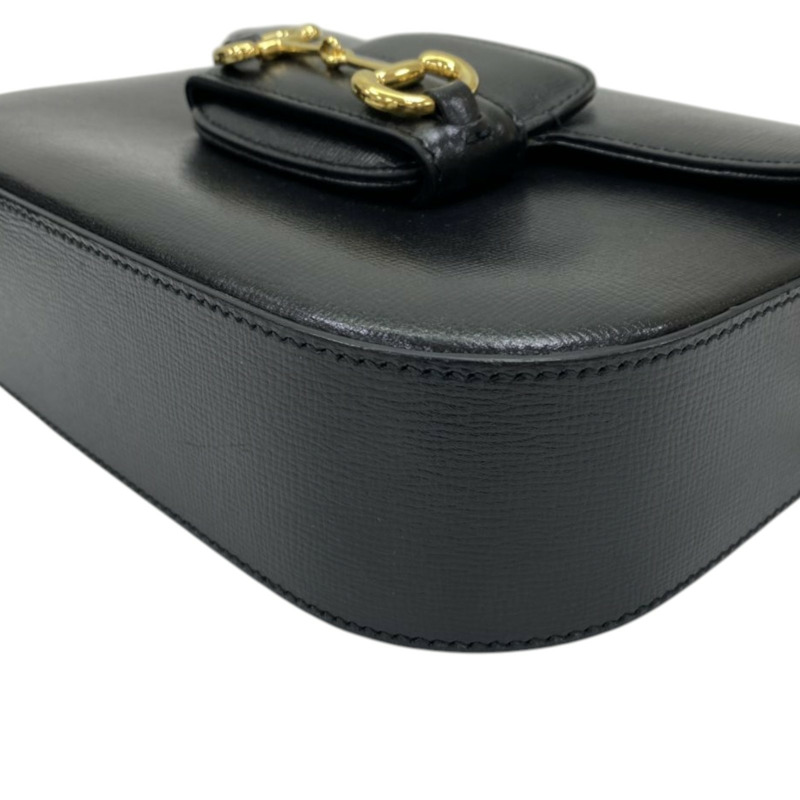 黑色 牛皮 Horsebit 1955 Small 肩背包 缺一條背帶【GUCCI 古馳】 658574-9