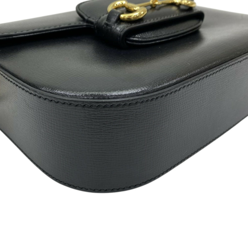 黑色 牛皮 Horsebit 1955 Small 肩背包 缺一條背帶【GUCCI 古馳】 658574-10