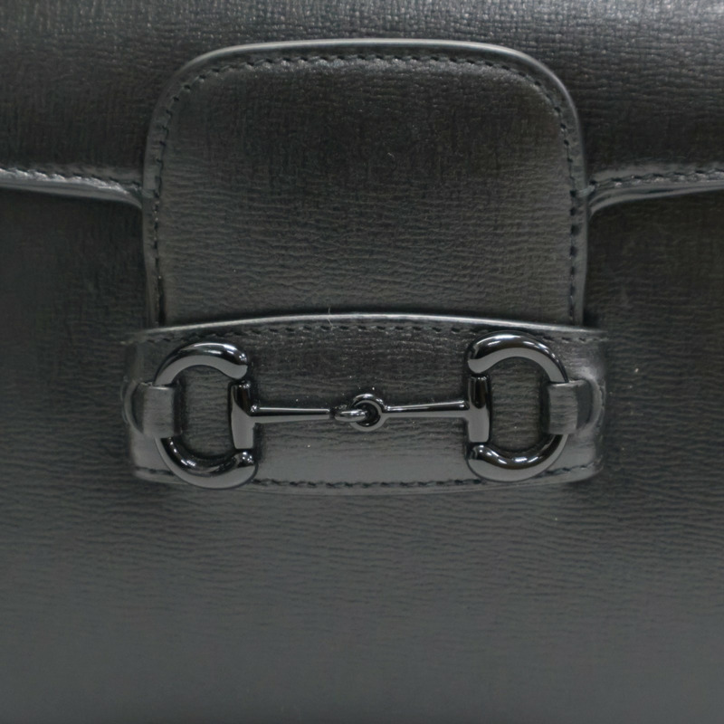 黑色 牛皮 1955 Horsebit 馬銜扣 肩背包【GUCCI 古馳】 726226-7