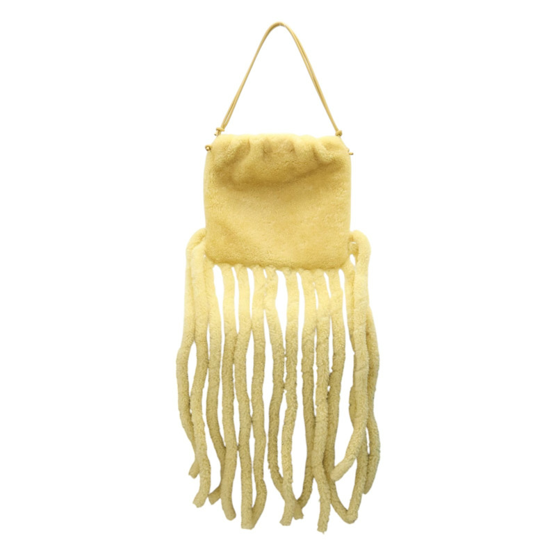 黃色 羊皮 毛絨 Curly Sheerling Fringed Clutch【BOTTEGA VENETA BV 寶緹嘉】 630363-0
