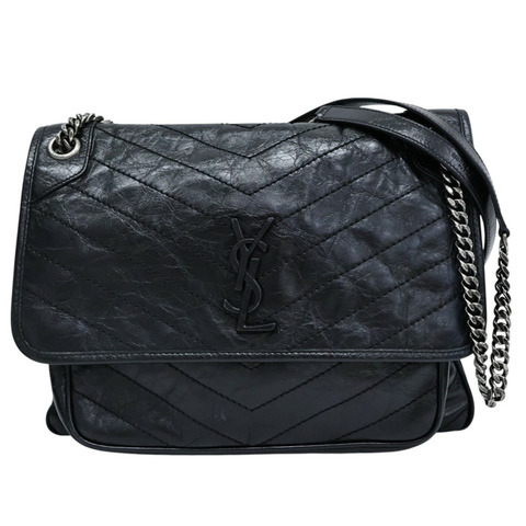 黑色 牛皮 鏈帶肩背包【SAINT LAURENT 聖羅蘭】 633157