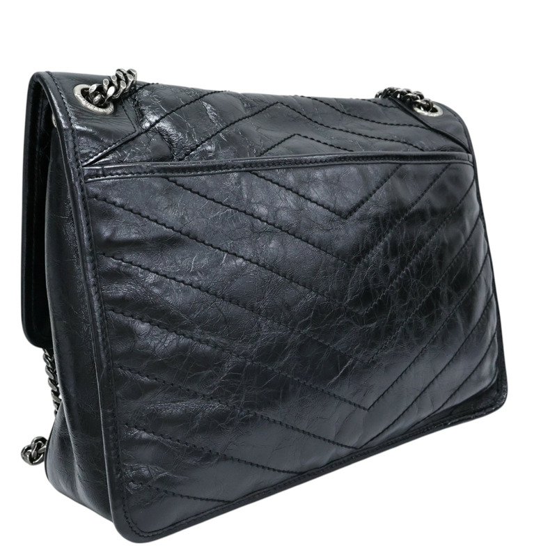 黑色 牛皮 鏈帶肩背包【SAINT LAURENT 聖羅蘭】 633157-1
