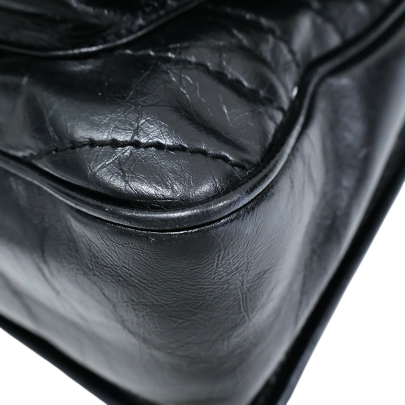 黑色 牛皮 鏈帶肩背包【SAINT LAURENT 聖羅蘭】 633157-8