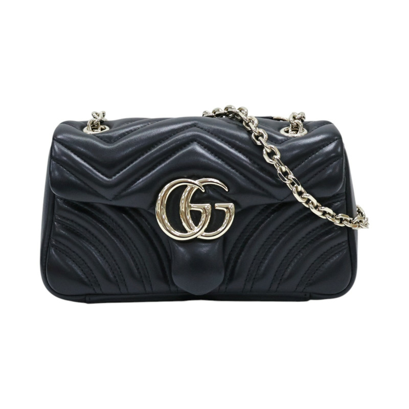 黑色 牛皮 GG Marmont small 肩背包【GUCCI 古馳】 837280-0