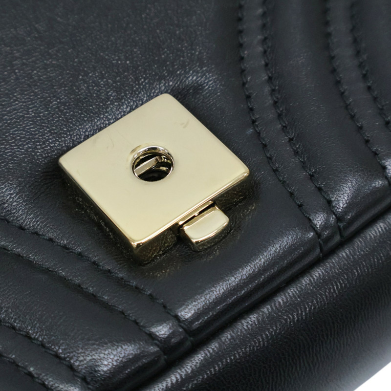 黑色 牛皮 GG Marmont small 肩背包【GUCCI 古馳】 837280-12
