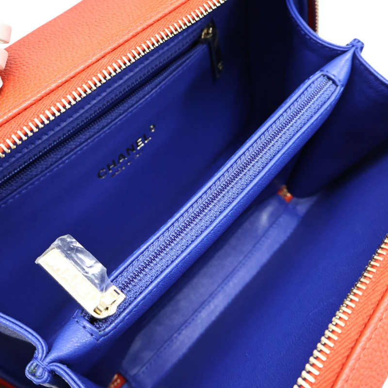藍/紅/白色 荔枝紋牛皮 Figly Vanity Shoulder Bag 肩背包【CHANEL 香奈兒】 A93343-2