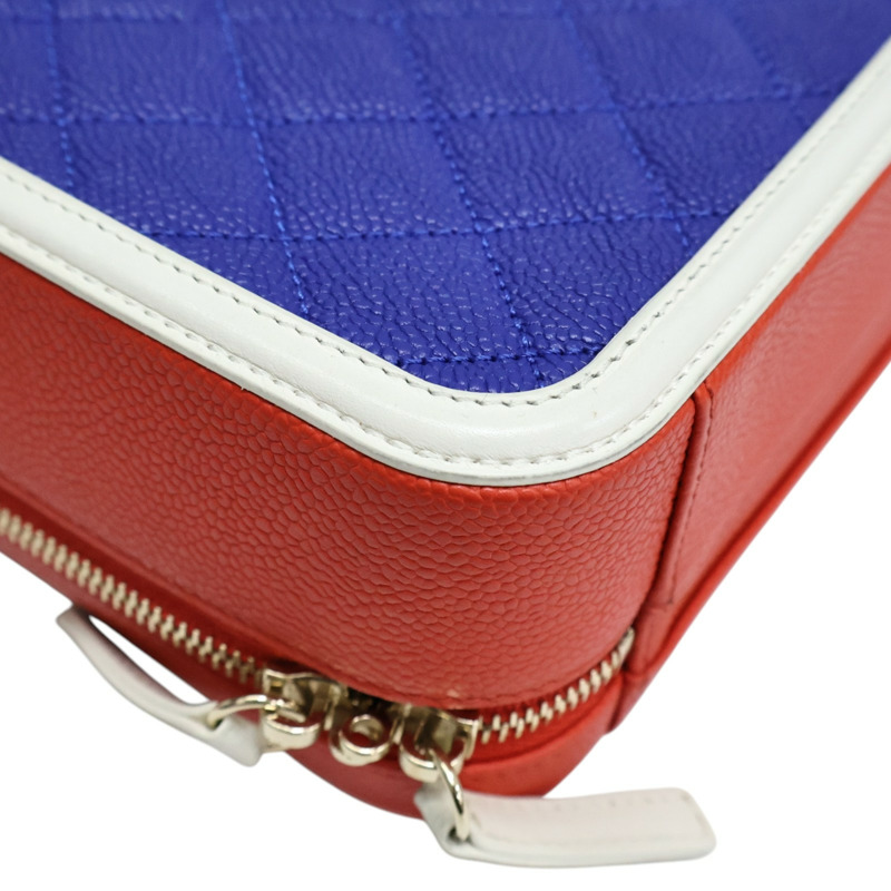 藍/紅/白色 荔枝紋牛皮 Figly Vanity Shoulder Bag 肩背包【CHANEL 香奈兒】 A93343-12
