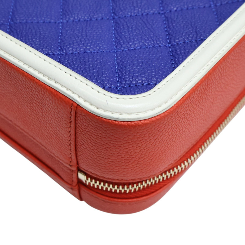 藍/紅/白色 荔枝紋牛皮 Figly Vanity Shoulder Bag 肩背包【CHANEL 香奈兒】 A93343-13