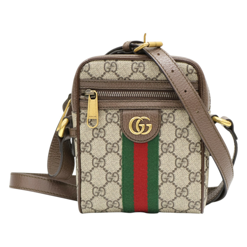 棕色 緹花帆布 牛皮 Ophidia GG 肩背包【GUCCI 古馳】 598127-0