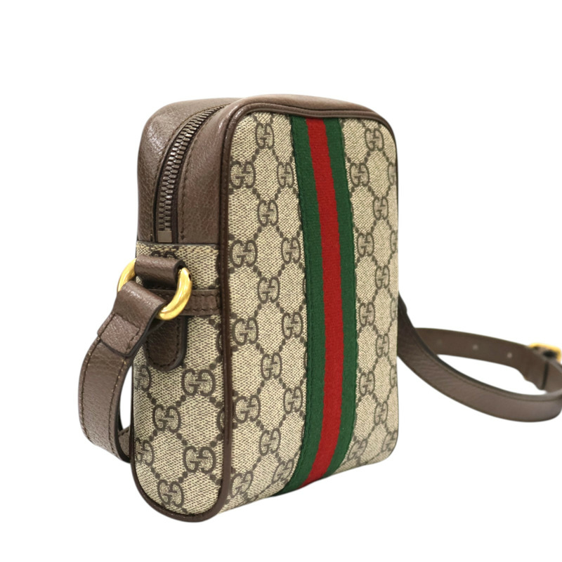 棕色 緹花帆布 牛皮 Ophidia GG 肩背包【GUCCI 古馳】 598127-1