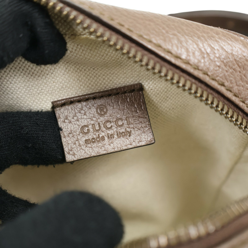 棕色 緹花帆布 牛皮 Ophidia GG 肩背包【GUCCI 古馳】 598127-3