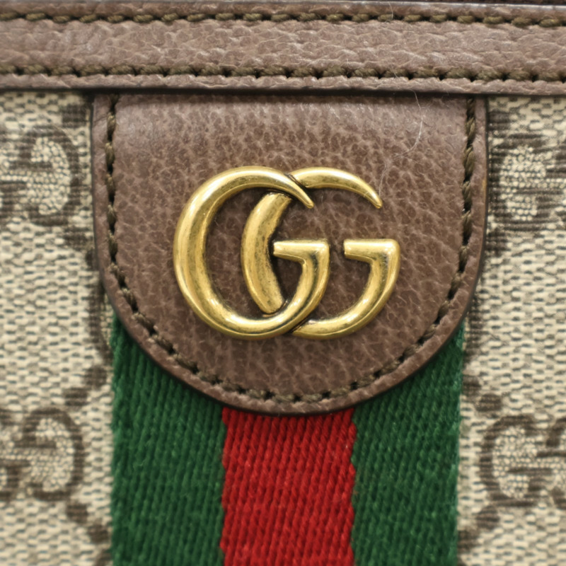 棕色 緹花帆布 牛皮 Ophidia GG 肩背包【GUCCI 古馳】 598127-5