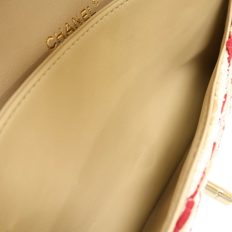 紅/白色 帆布 珍珠 COCO Sailor 肩背包【CHANEL 香奈兒】 A90100-3