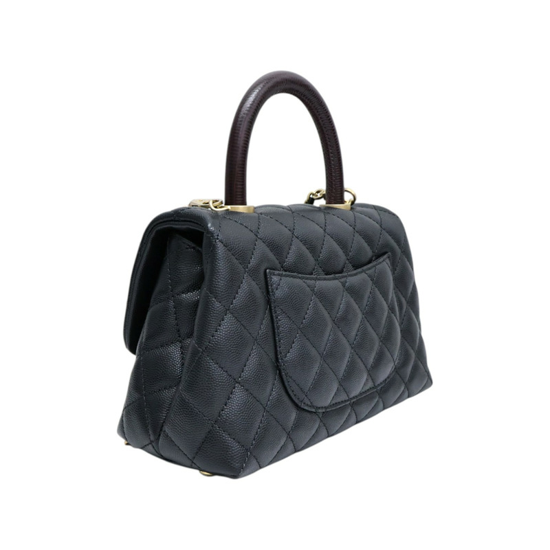 黑色牛皮 Flap Bag With Top Handle 兩用包【CHANEL 香奈兒】 A92990-1